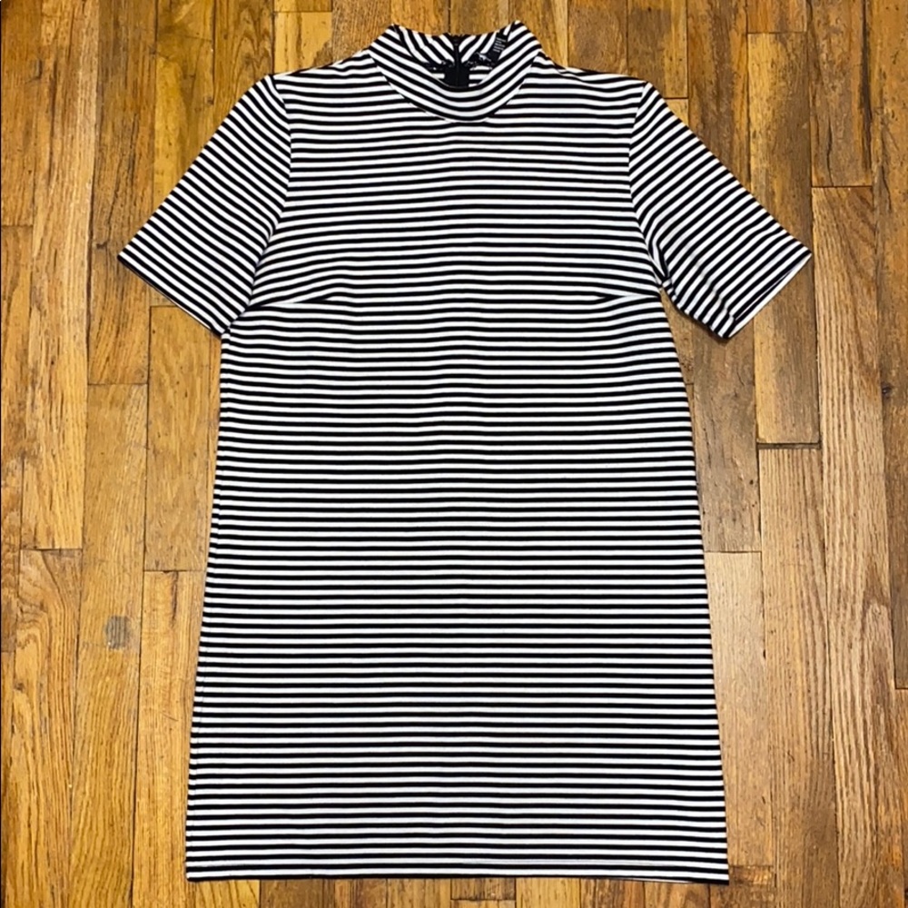 Black and white striped dress